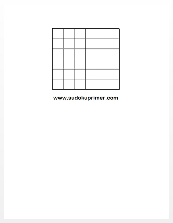 6 x 6 sudoku blank grid in .pdf format